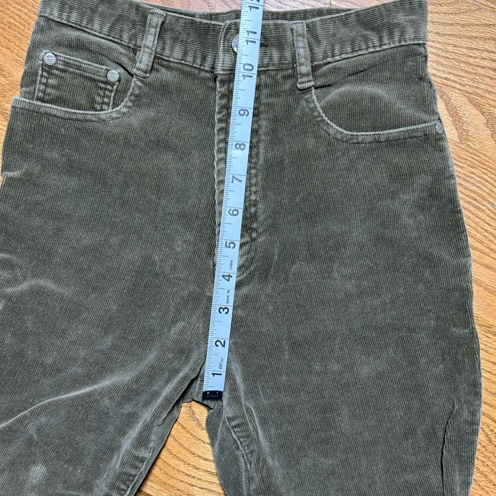 Vintage Women's Hao Jun Olive HR Corduroy Flare Pants Size 26 - Picture 5 of 9